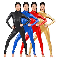 Women Lycra Spandex Shiny Zentai Costumes Bodysuit Thong Leotard