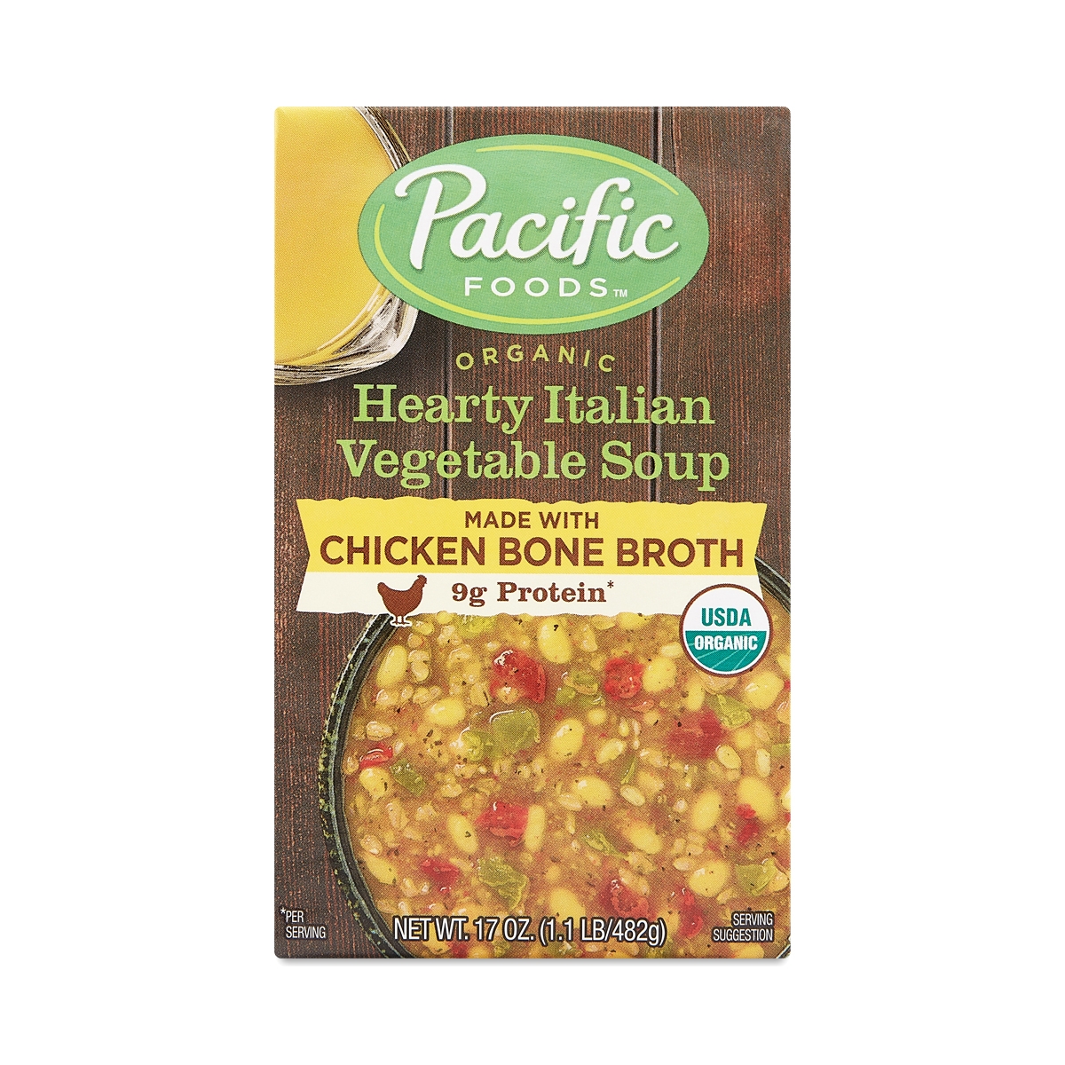 Pacific Foods Organic Italian Vegetable Soup With Chicken Bone Broth 17 oz carton