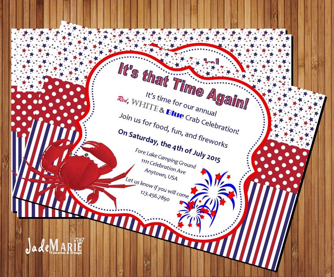 4Th Of July Invite Seafood Party Crab Seafood Feast Invitation