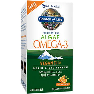 Minami Algae Omega-3 - Vegan 500mg Vegan DHA + Astaxanthin - Orange (60 Softgels)