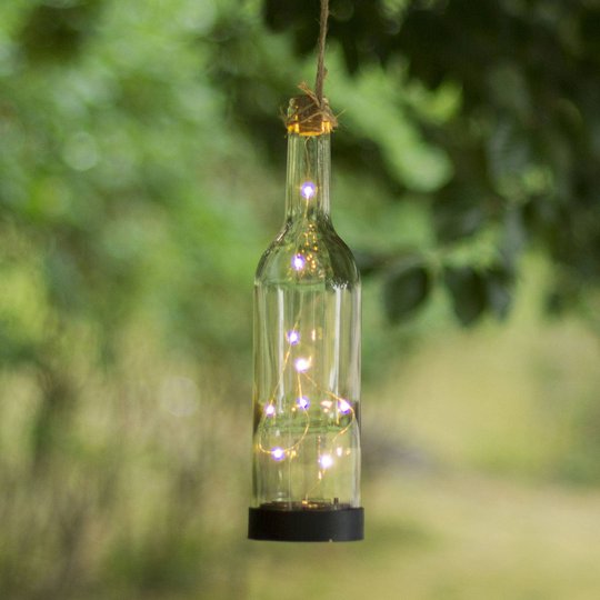Aurinkokäyttöinen Bottle-LED-valaisin, läpinäkyvä