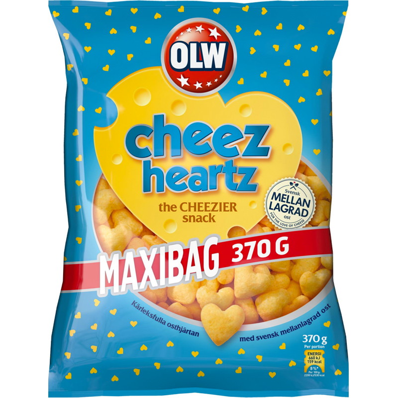 Snacks "Cheez Hearts" 370g - 36% rabatt