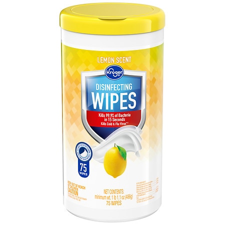 Kroger Lemon Scent Disinfecting Wipes - 75.0 ea