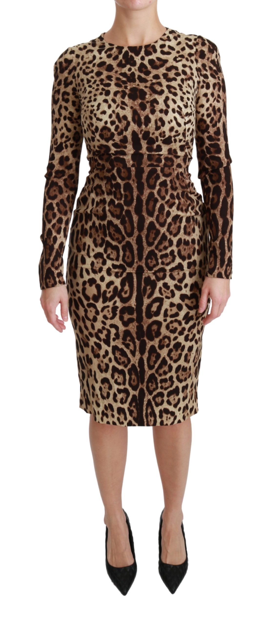 Dolce & Gabbana Women's Leopard Bodycon Silk Dress Brown DR2472 - IT38|XS