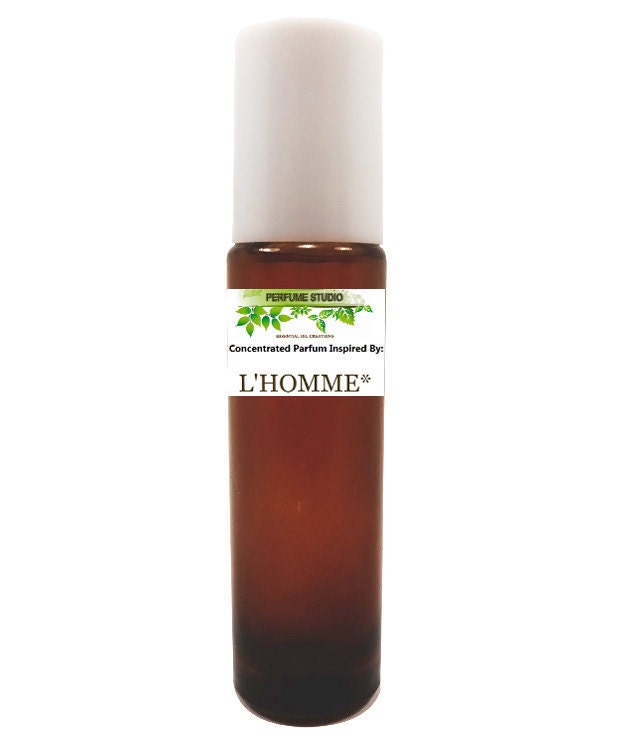 Custom Blend Premium Perfume Oil - Similar Accords To L'homme Cologne For Men, Amber Glass Rollerball Bottle 10Ml With White Cap