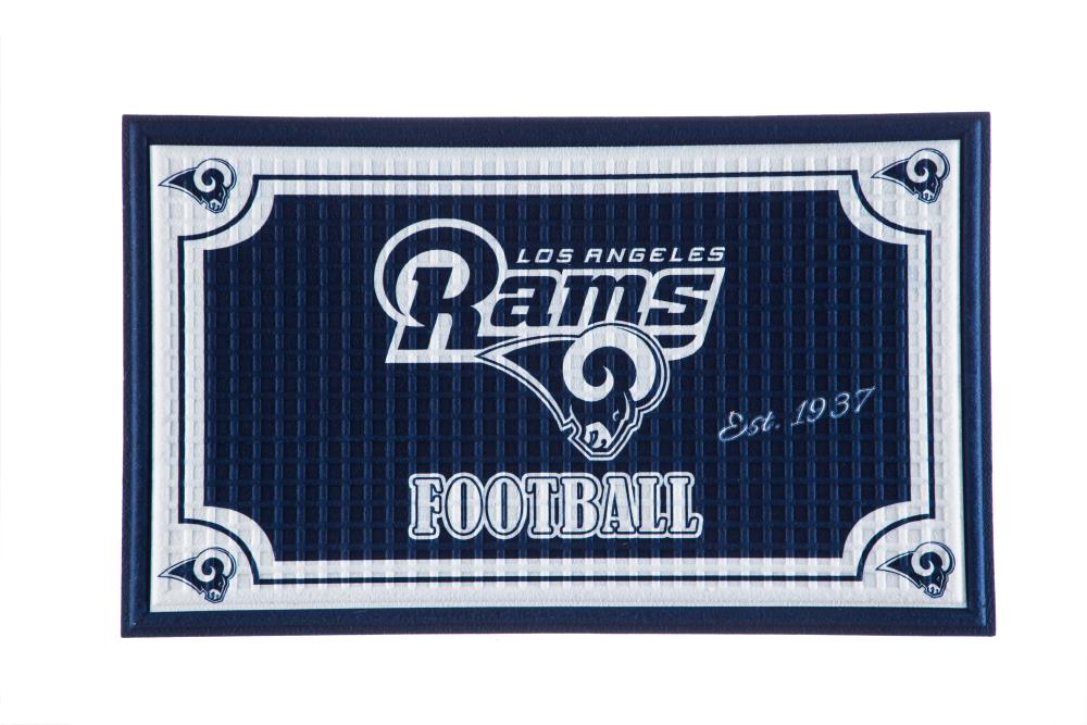 Team Sports America Los Angeles Rams 2-1/2-ft x 1-1/2-ft Blue Rectangular Outdoor Interlocking Door Mat Rubber | 41EM3828B