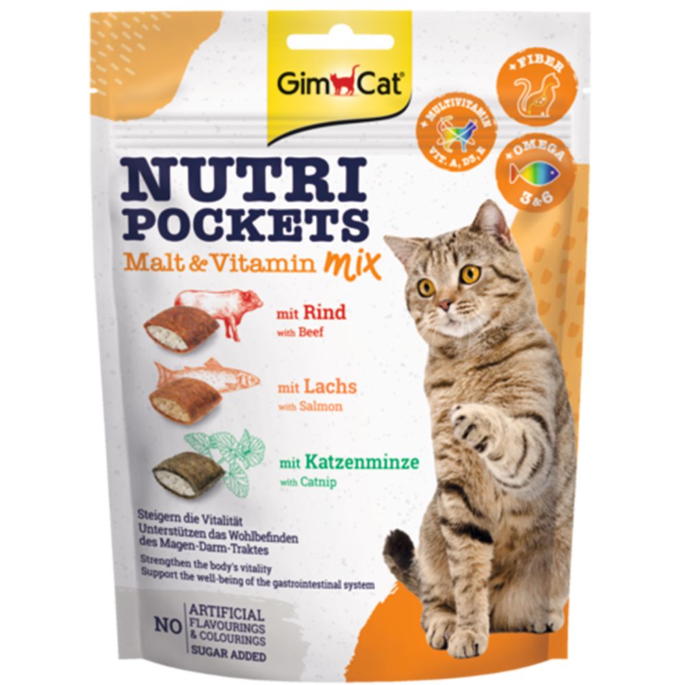GimCat Nutri Pockets - Saver Pack: 3 x 150g Malt Vitamin Mix