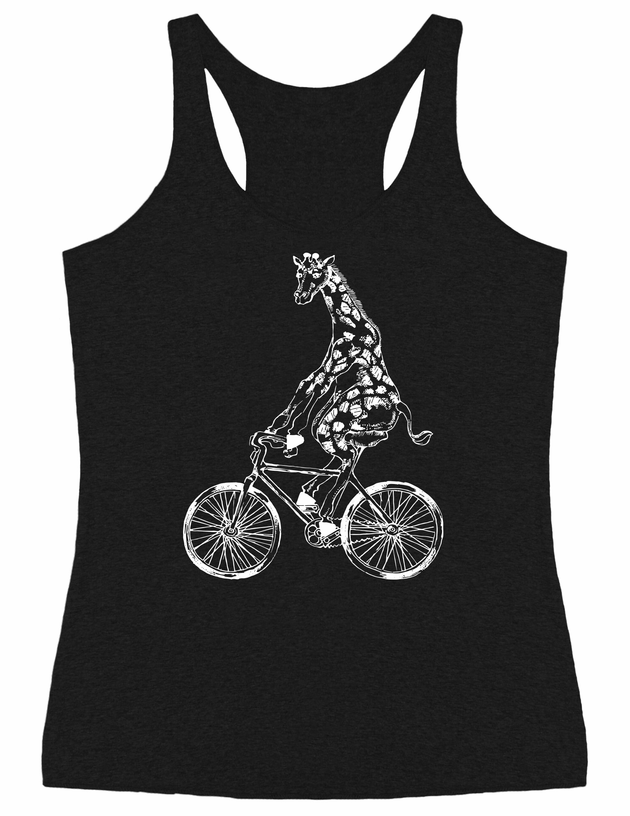 Giraffe On A Bicycle Women's Tri-Blend Tank Top Gift For Her, Cycling Gifts Mom, Girlfriend Birthday, Cyclist Wife Seembo