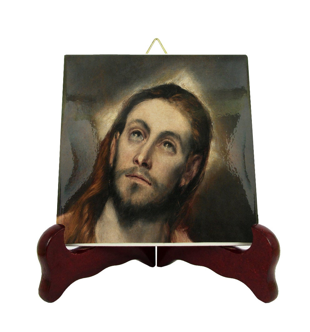 Christ in Prayer - Wall Icon On Tile Catholic Decor Religious Gifts Jesus From A Painting By El Greco