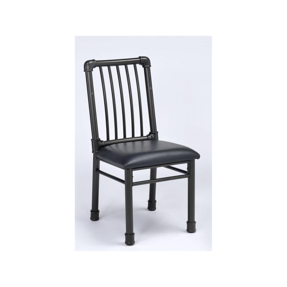 Benzara Set of 2 Polyester/Polyester Blend Upholstered Dining Side Chair (Metal Frame) in Black | BM186199