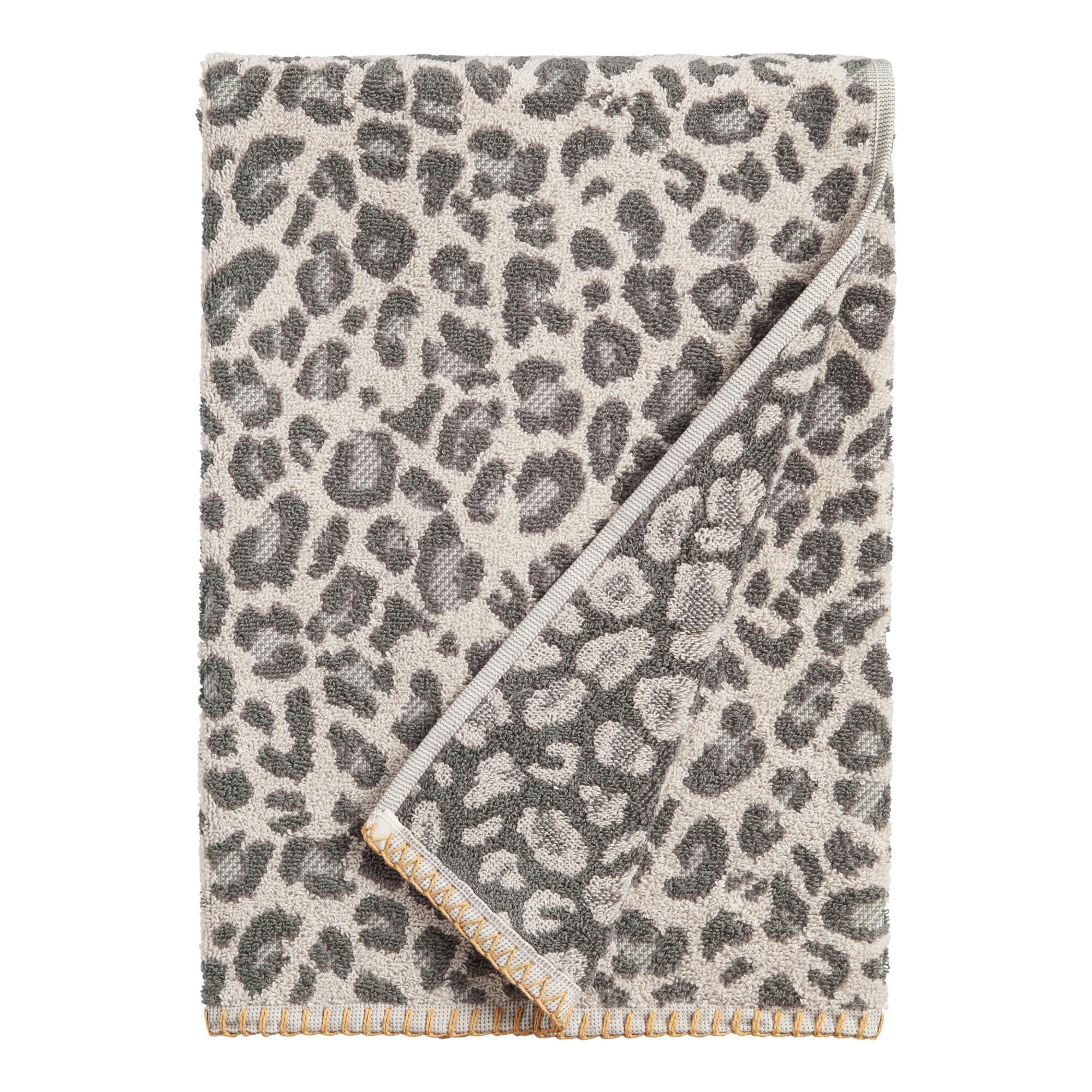 Gray and Ivory Leopard Print Bath Towel by World Market