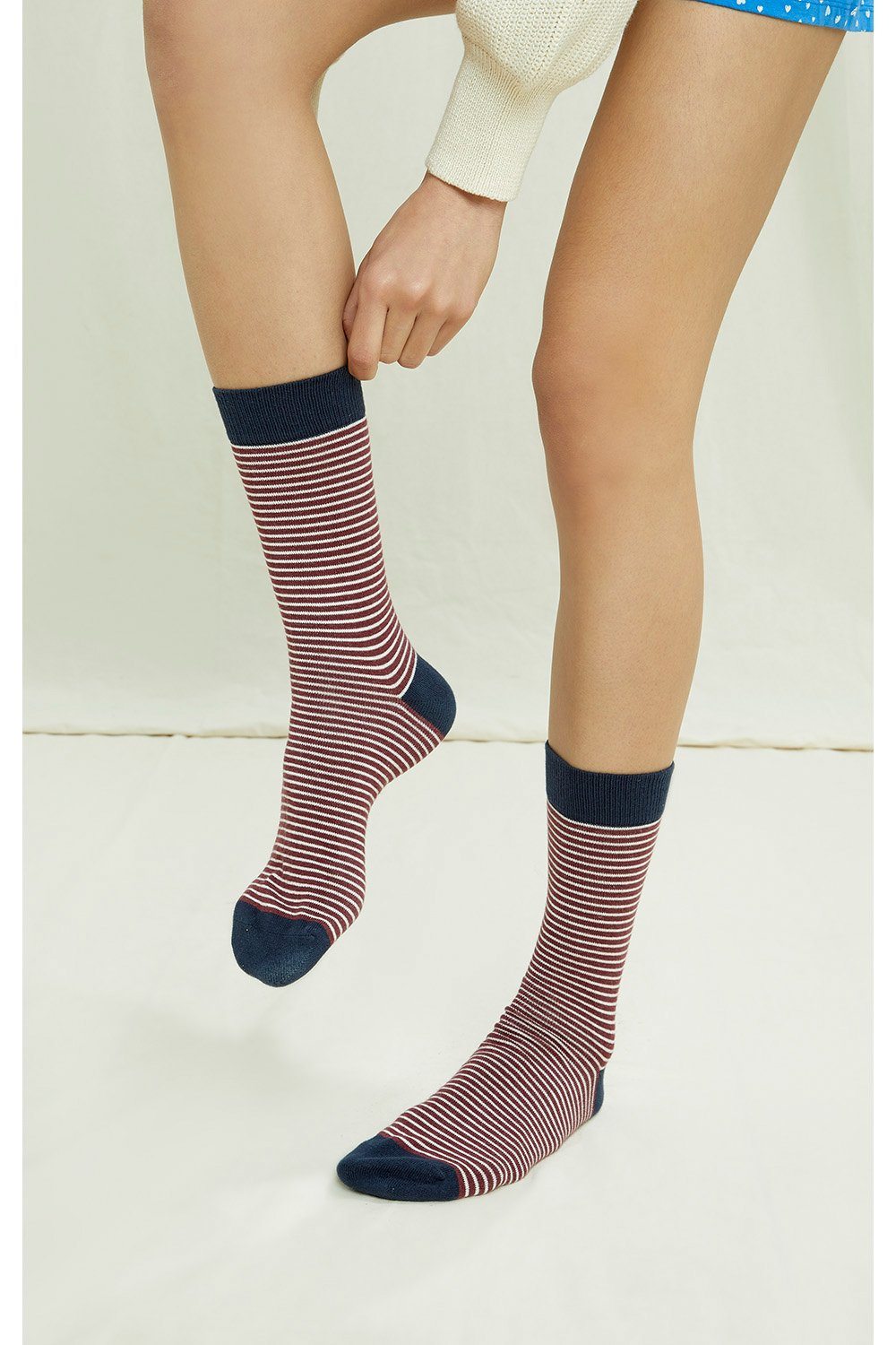 People Tree Unisex Stripe Socks - Organic Certified Cotton, Red Stripe / 35-38
