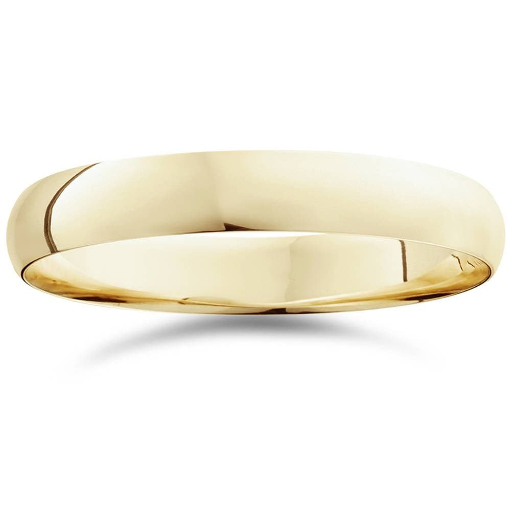 4mm Domed 14K Yellow Gold Wedding Band Ring, Polished Free Laser Engraving, Comfort Ring. Engagement