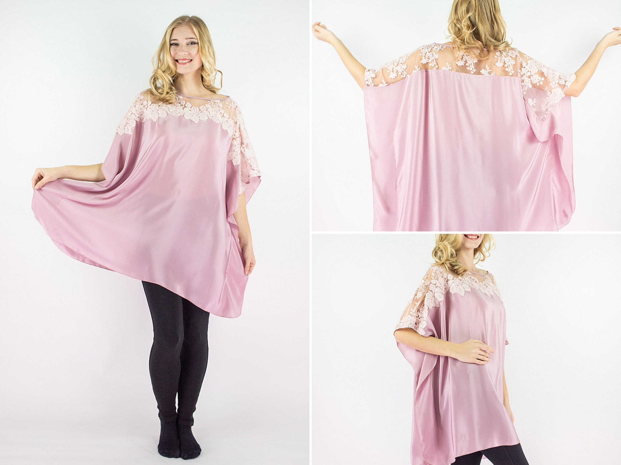 Italian Silk Oversized Tunic Dress Perfect Loose Fit Plus Size Clothing For Loungewear & Comfortable Wear Home