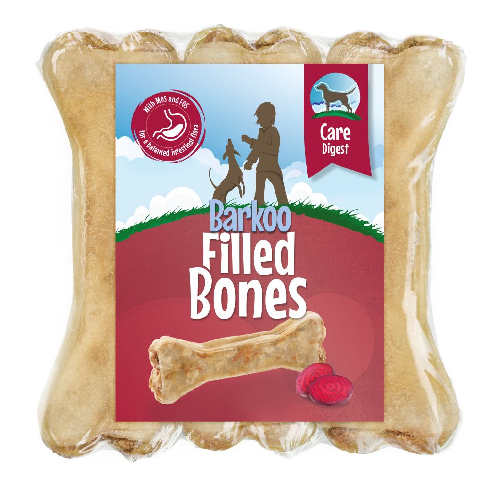 Barkoo Treats - Special Price!* - Chew Bones with Pizzle Filling: 6 Chews (approx. 12cm each)