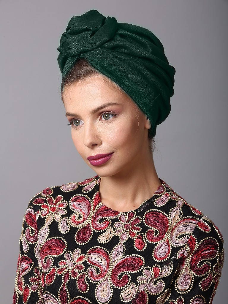 Turban, Turban Hat, Women's Head Wrap, Ladies Fashion Hair Fashion, Green