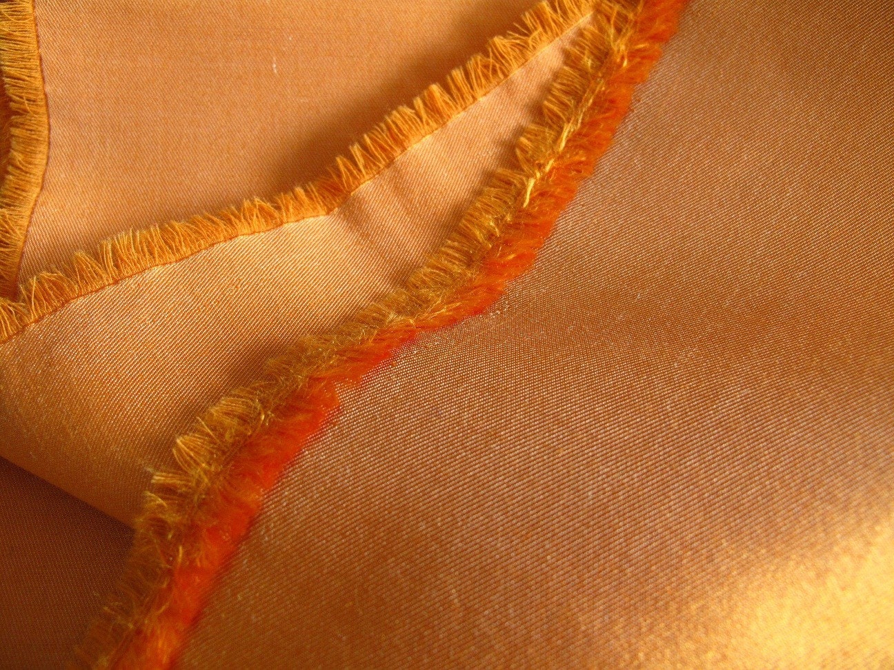 Silk Fabric, Silk Wool Blend Yarn-Dyed | Orange & White Suiting Fat Quarter, 18 By 28"