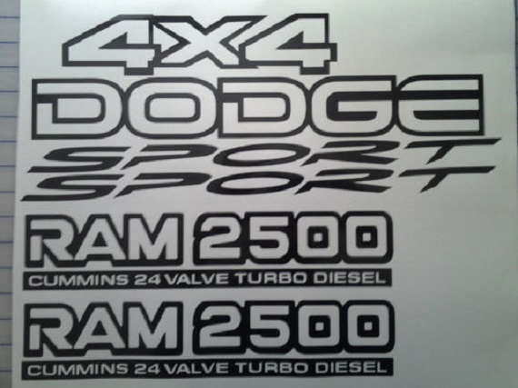 Dodge Cummins 24 Valve 2500 Ram Sport 4x4 Replacement Decal Kit - Many Color Cho