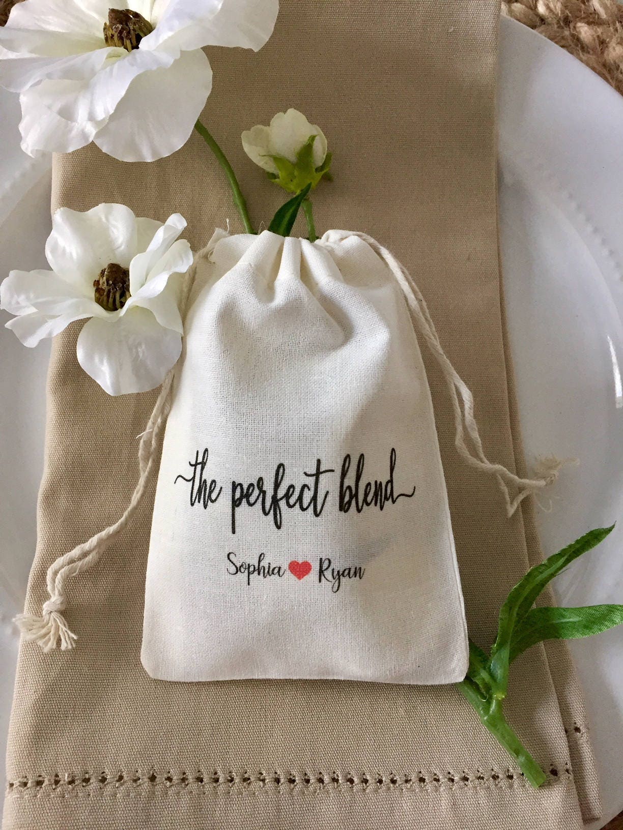 Set Of 10 The Perfect Blend Personalized Wedding Favor Bags | Item 1271A
