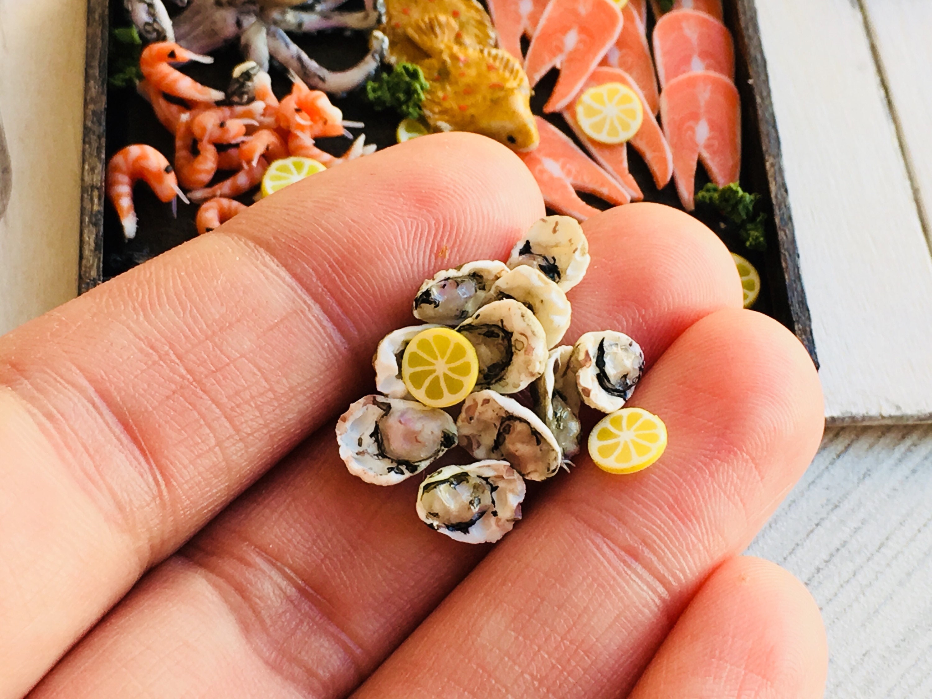 Seafood For Dolls. Oysters 10 Pieces. Size 1/12 & 1/6
