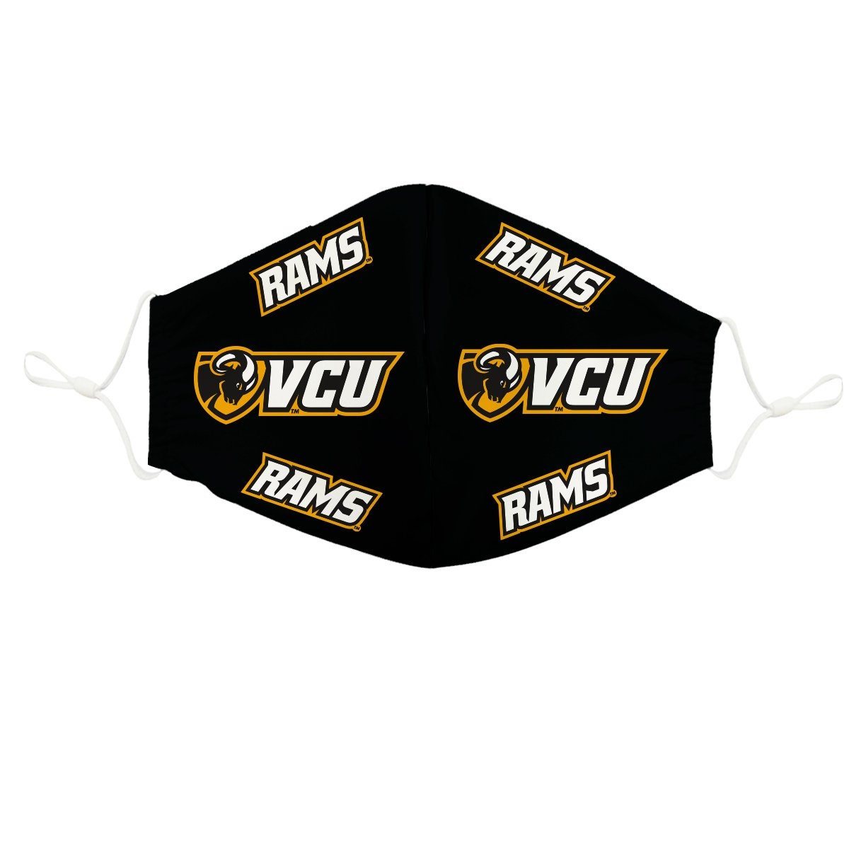 Vcu Rams Virginia Commonwealth University Vive La Fete All Over Logo Collegiate Face Mask Ergonomic Reusable Washable
