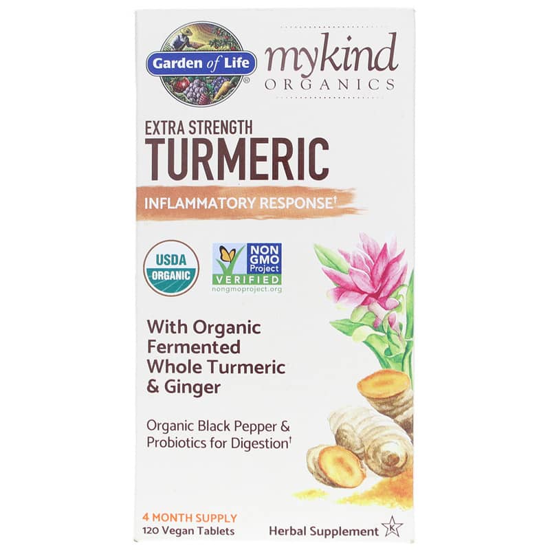 Garden of Life mykind Organics Turmeric Extra Strength 120 Veg Tablets