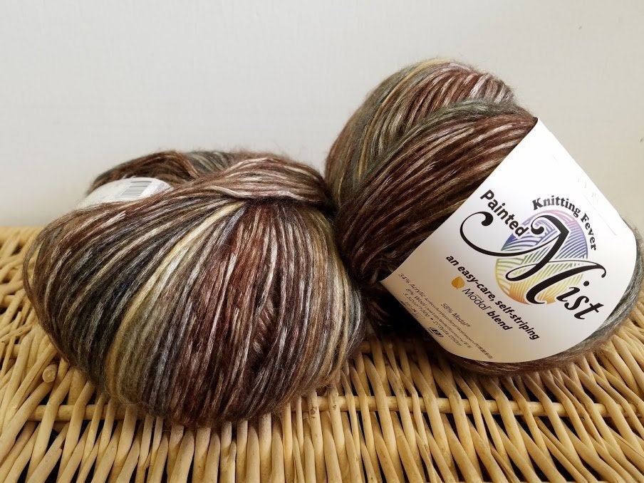 Wool Blend Yarn, Washable Painted Mist By Knitting Fever, Yellowstone 312