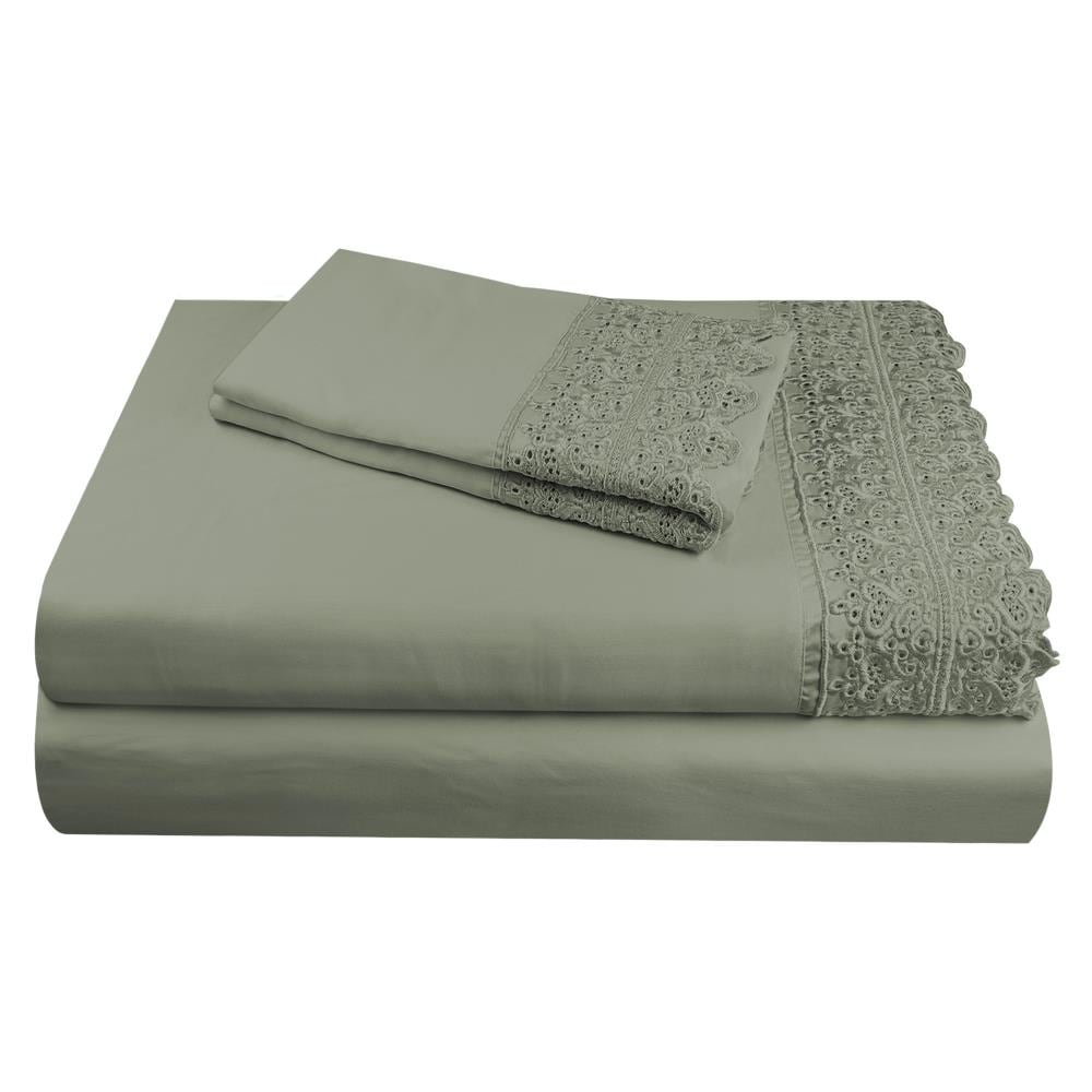 Grace Home Fashions RENAURAA Smart Queen Cotton Blend Bed Sheet in Gray | 1400CVC_AR-LC QN CH