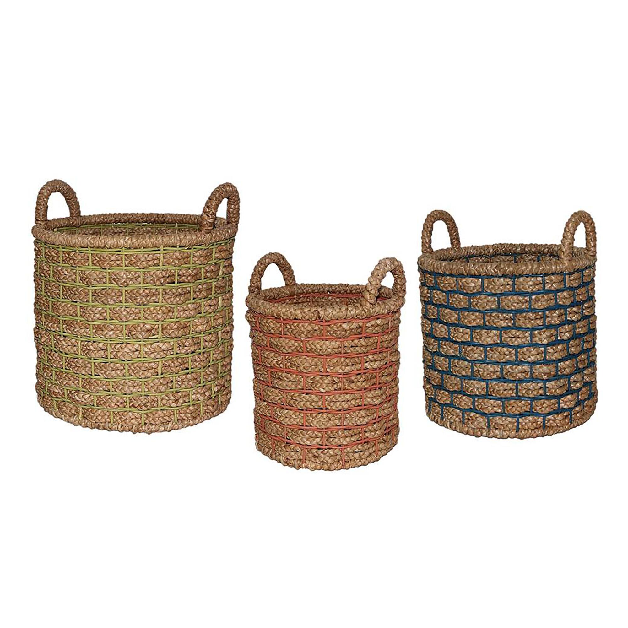 Natural Hyacinth Presley Tote Basket With Color Overlay by World Market
