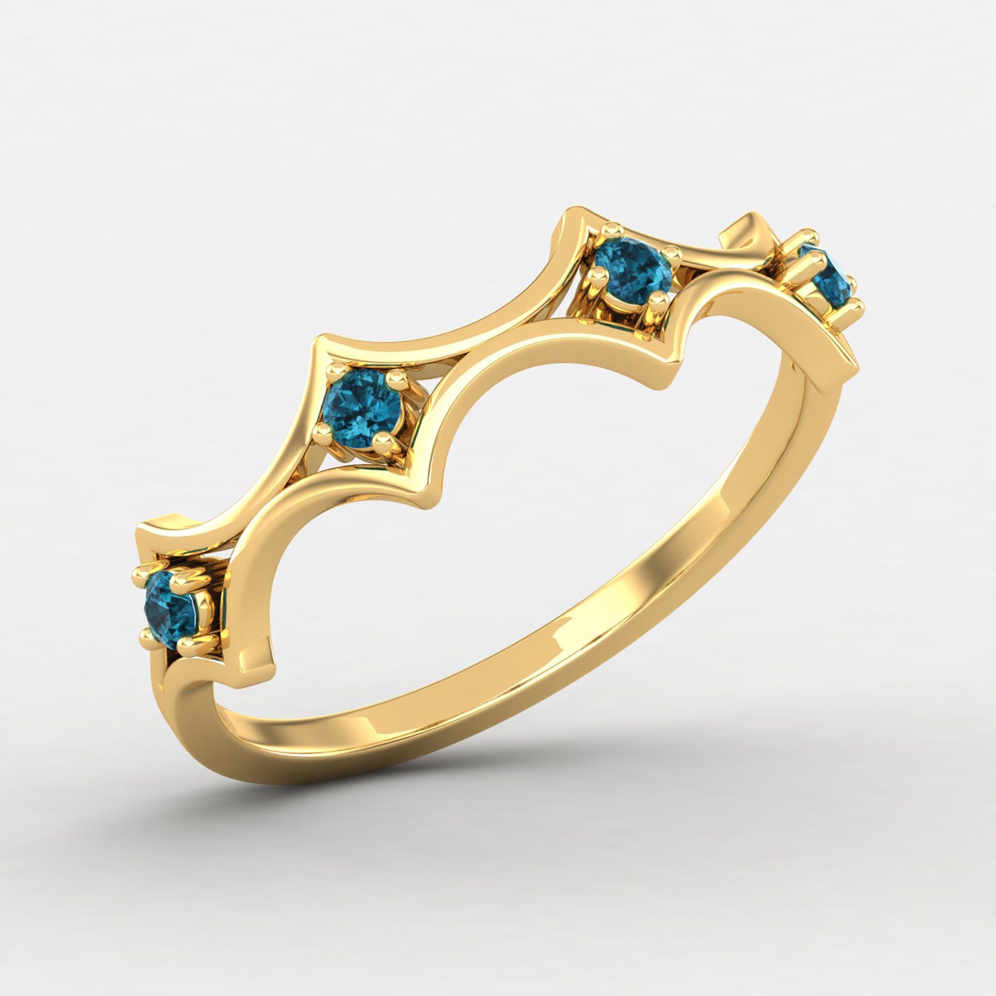 London Blue Topaz Stacking Ring, Dainty Minimalist Birthstone Jewelry, Thin Ring By Diri Jewels