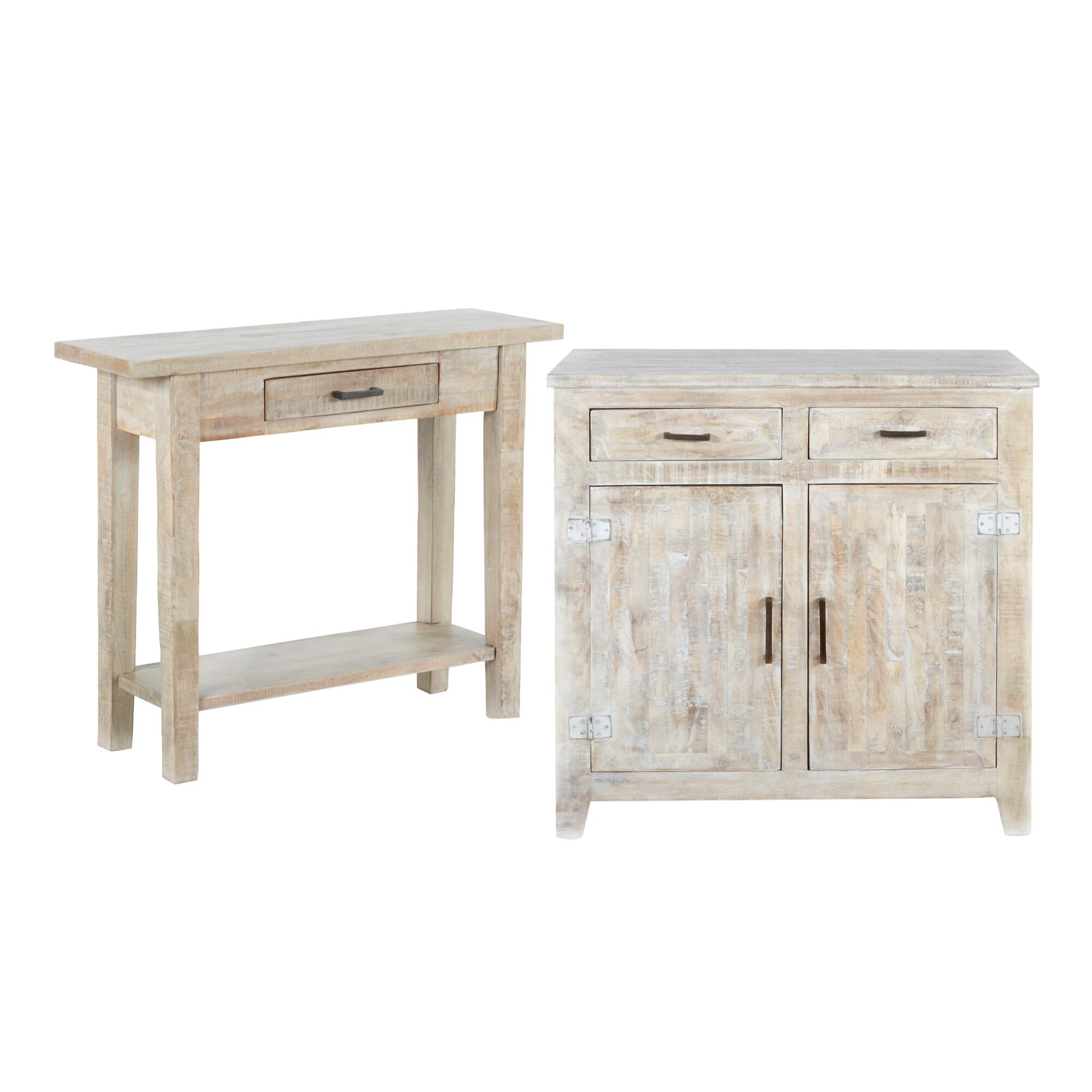Whitewash Wood Leigh Living Furniture Collection by World Market