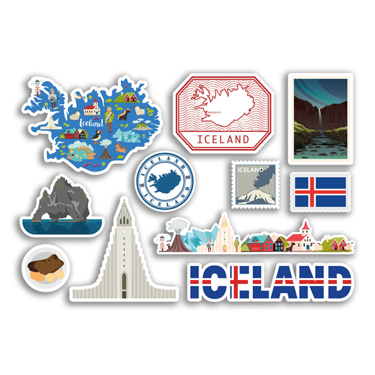 Buy A5 Sticker Sheet Iceland Landmarks Vinyl Stickers - Icelandic Map ...