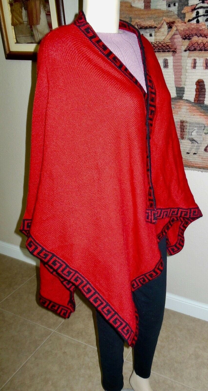 Brand New From Peru Alpaca Blended Woman's Shawl in Red
