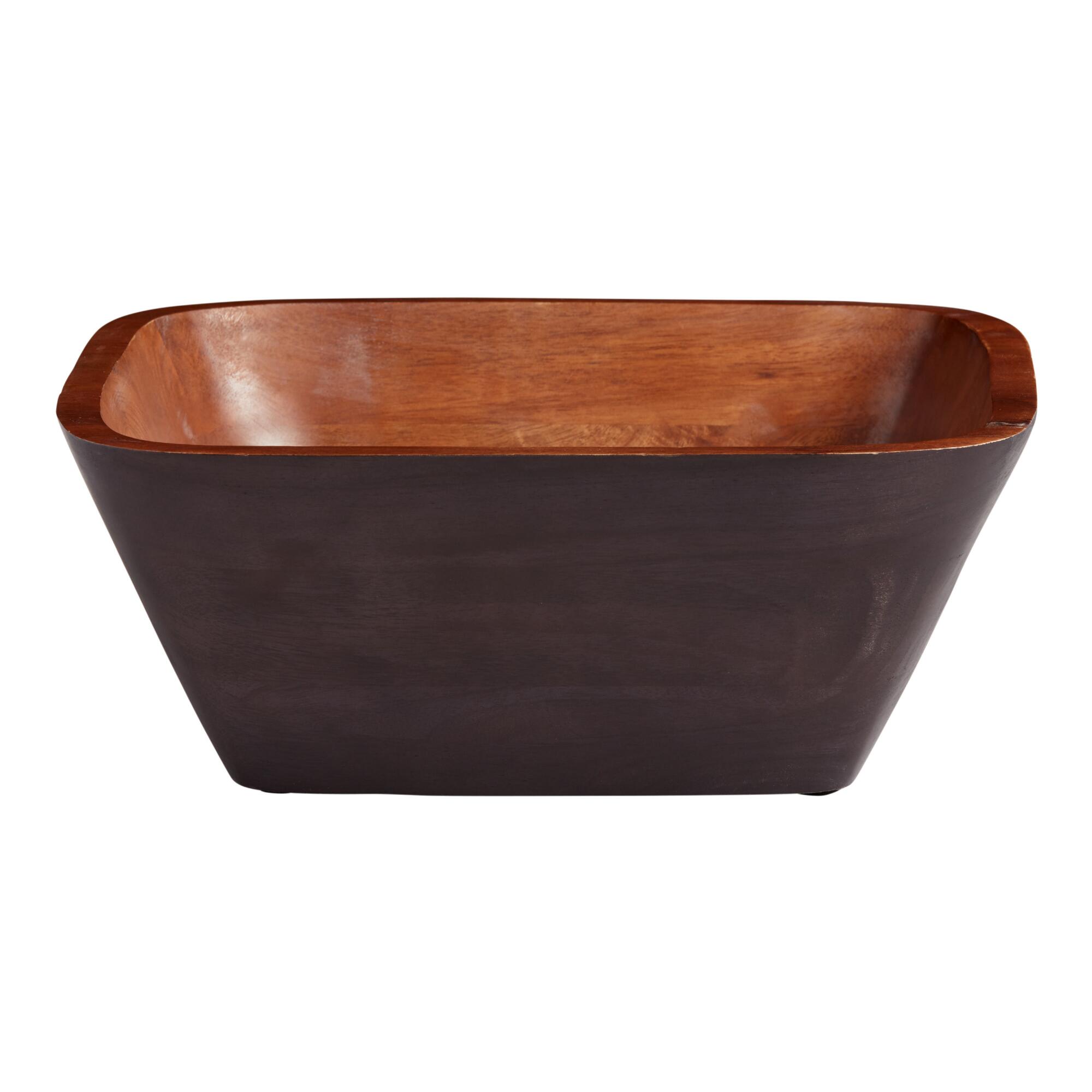 Square Black and Natural Wood Serving Bowl by World Market