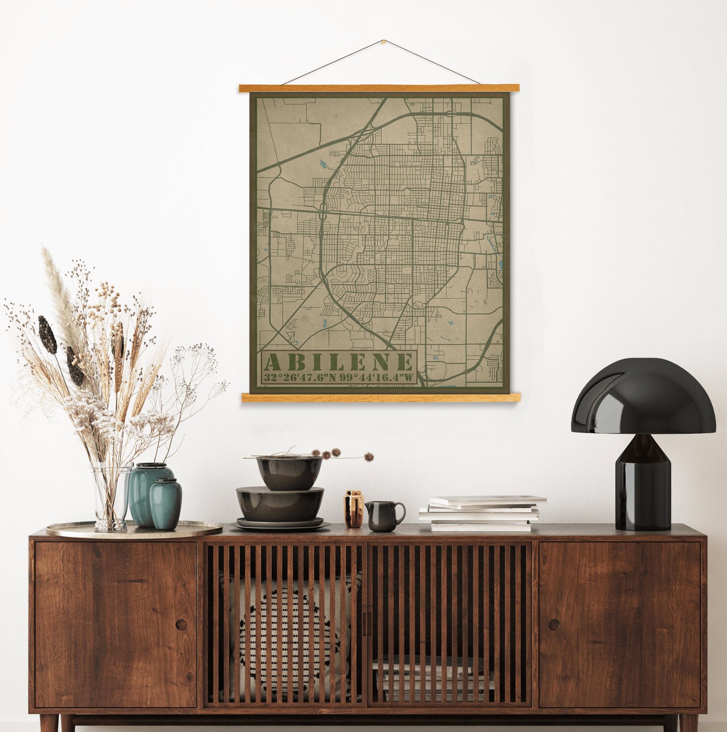 Abilene Texas Street Map | Hanging Canvas Of Printed Marketplace
