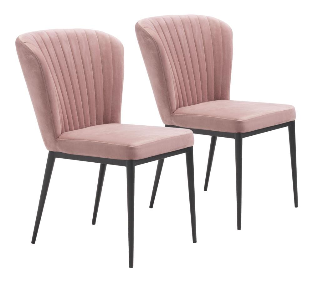Zuo Modern Set of 2 Tolivere Contemporary/Modern Polyester/Polyester Blend Upholstered Dining Side Chair (Metal Frame) in Pink | 101101