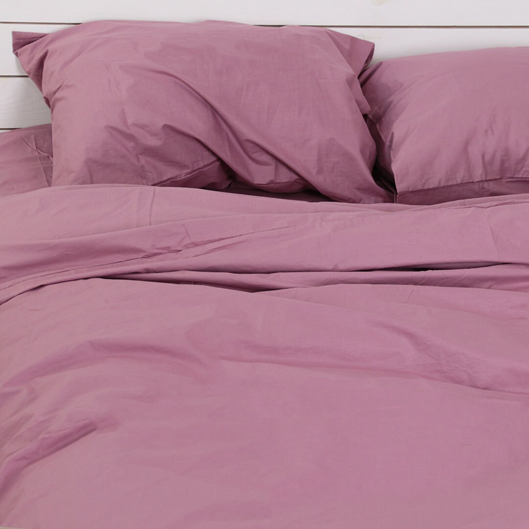 100% Cotton Pillowcase in Purple. Handmade Pillow Case Organic Slip Cover Natural Custom Sham European Us Sizes