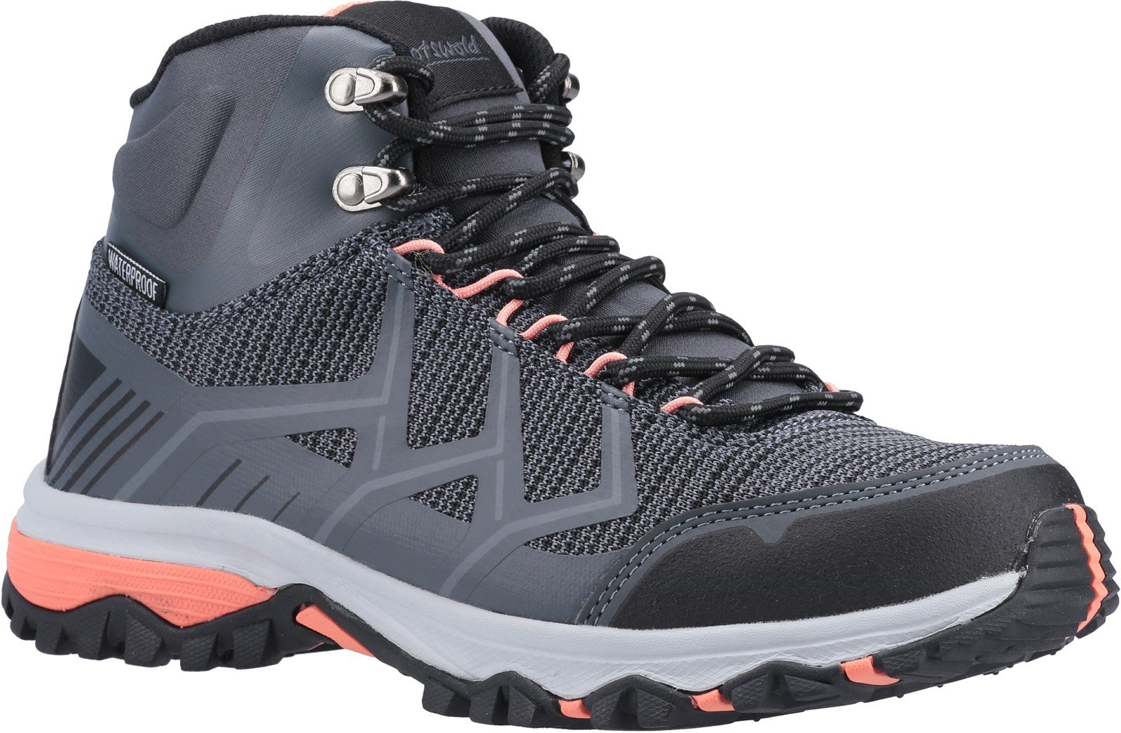 Cotswold Women's Wychwood Mid Hiking Boots Grey/Coral 31338 - Grey/Coral 3
