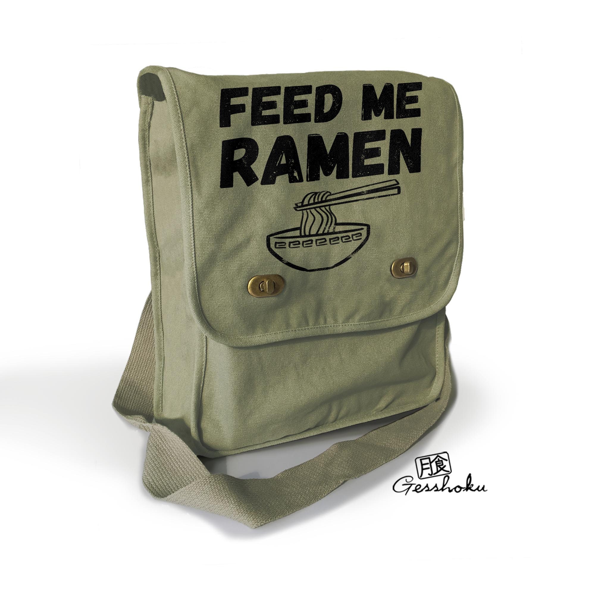 Feed Me Ramen Messenger Bag - Funny Noodle Bowl Shoulder Bag Japanese Foodie Gift Bento Lunch
