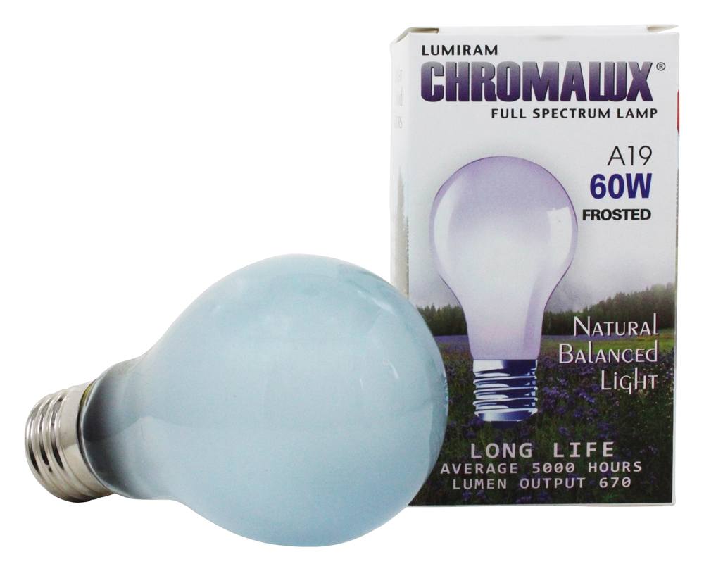 Lumiram - Chromalux A19 60W Frosted Light Bulb Full Spectrum Lamp