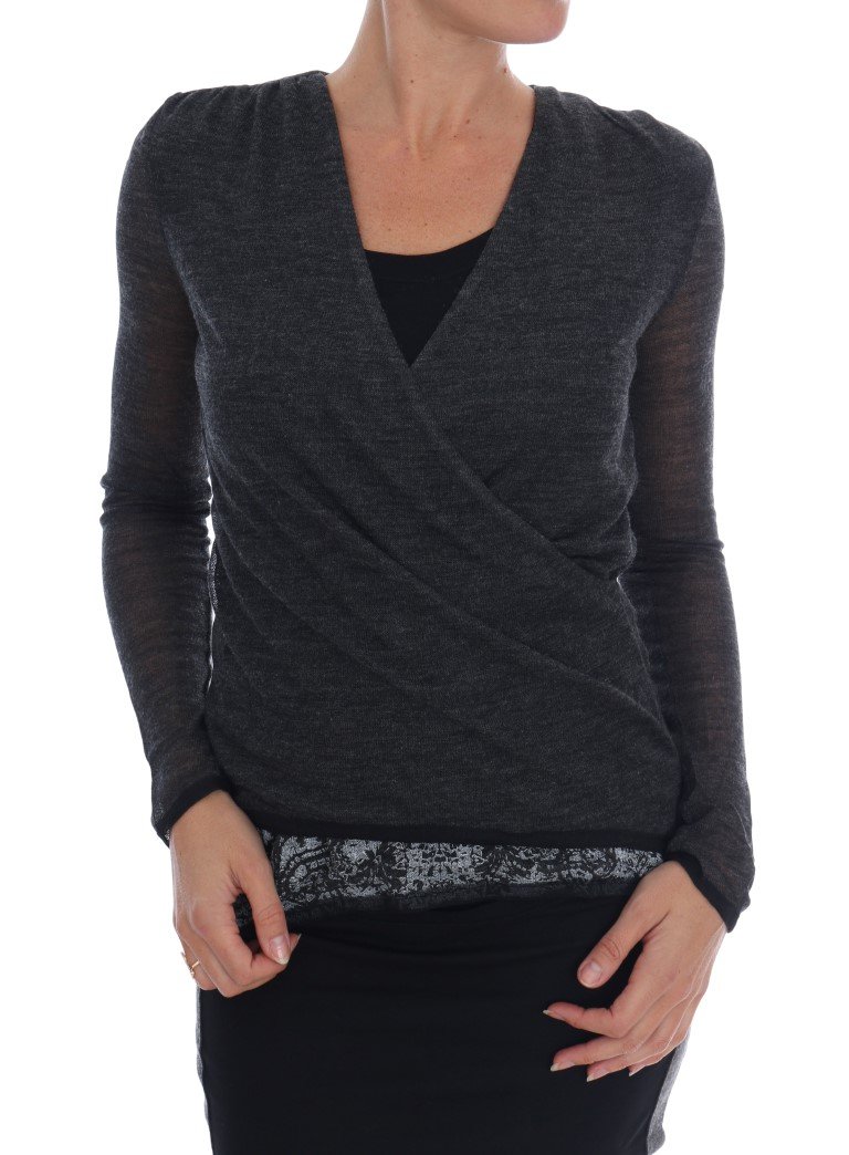 Ermanno Scervino Women's Long Sleeved T-Shirt Grey TSH1553 - IT40 | XS