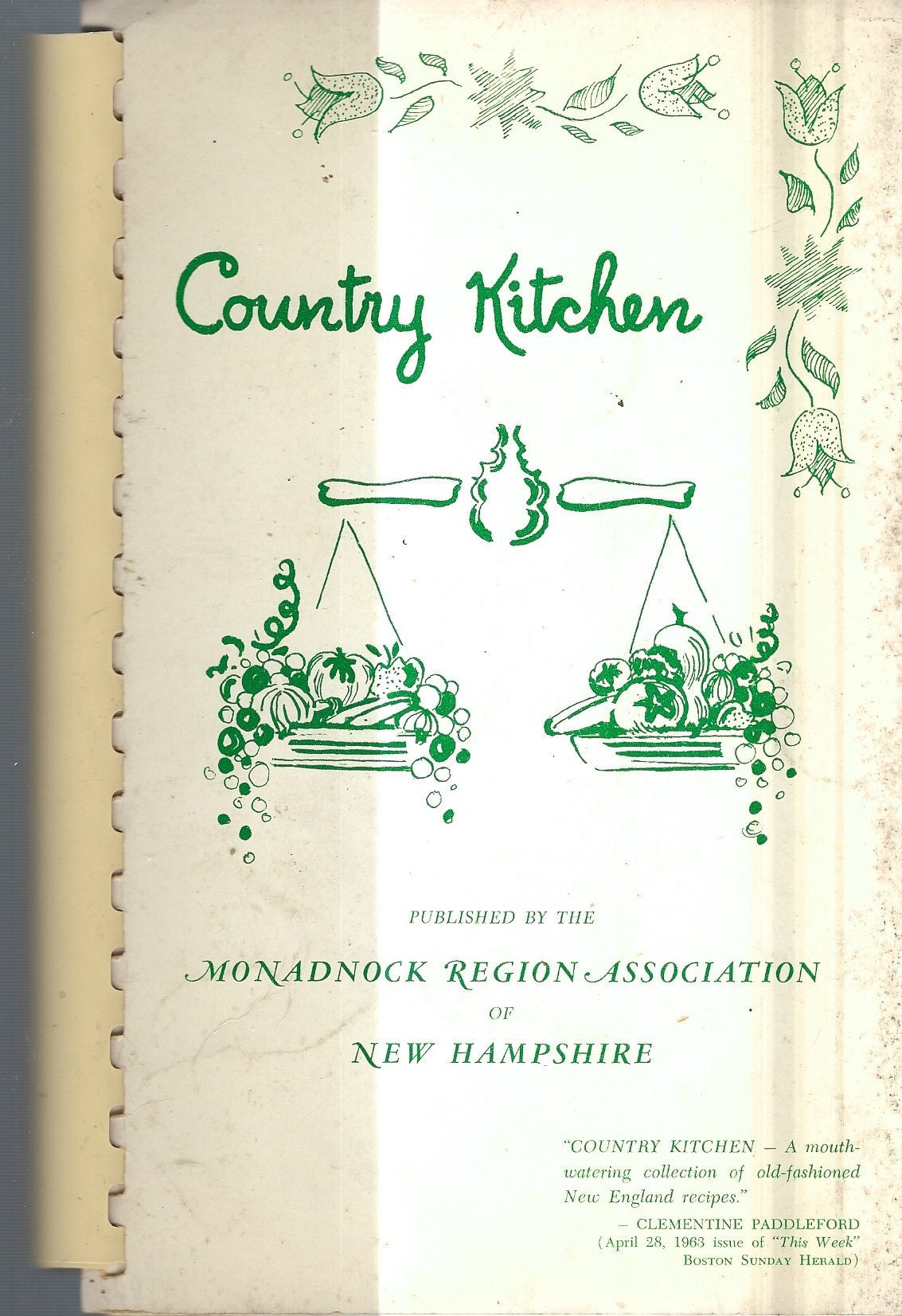 Peterborough New Hampshire Vintage 1966 Monadnock Region Country Kitchen Cook Book Nh Community Favorite Recipes Collectible Rare