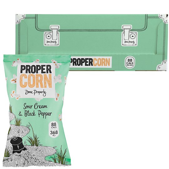 Laatikollinen Popcornia "Sour Cream & Black Pepper" 12 x 80 g - 71% alennus
