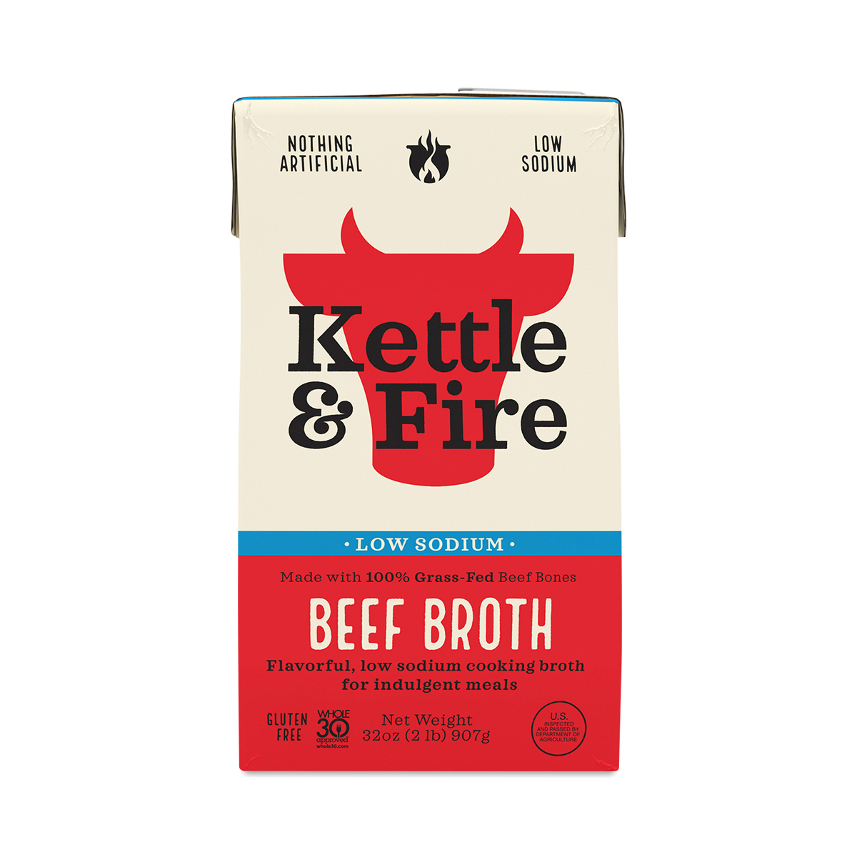 Kettle & Fire Low Sodium Cooking Broth, Beef 32 fl oz carton