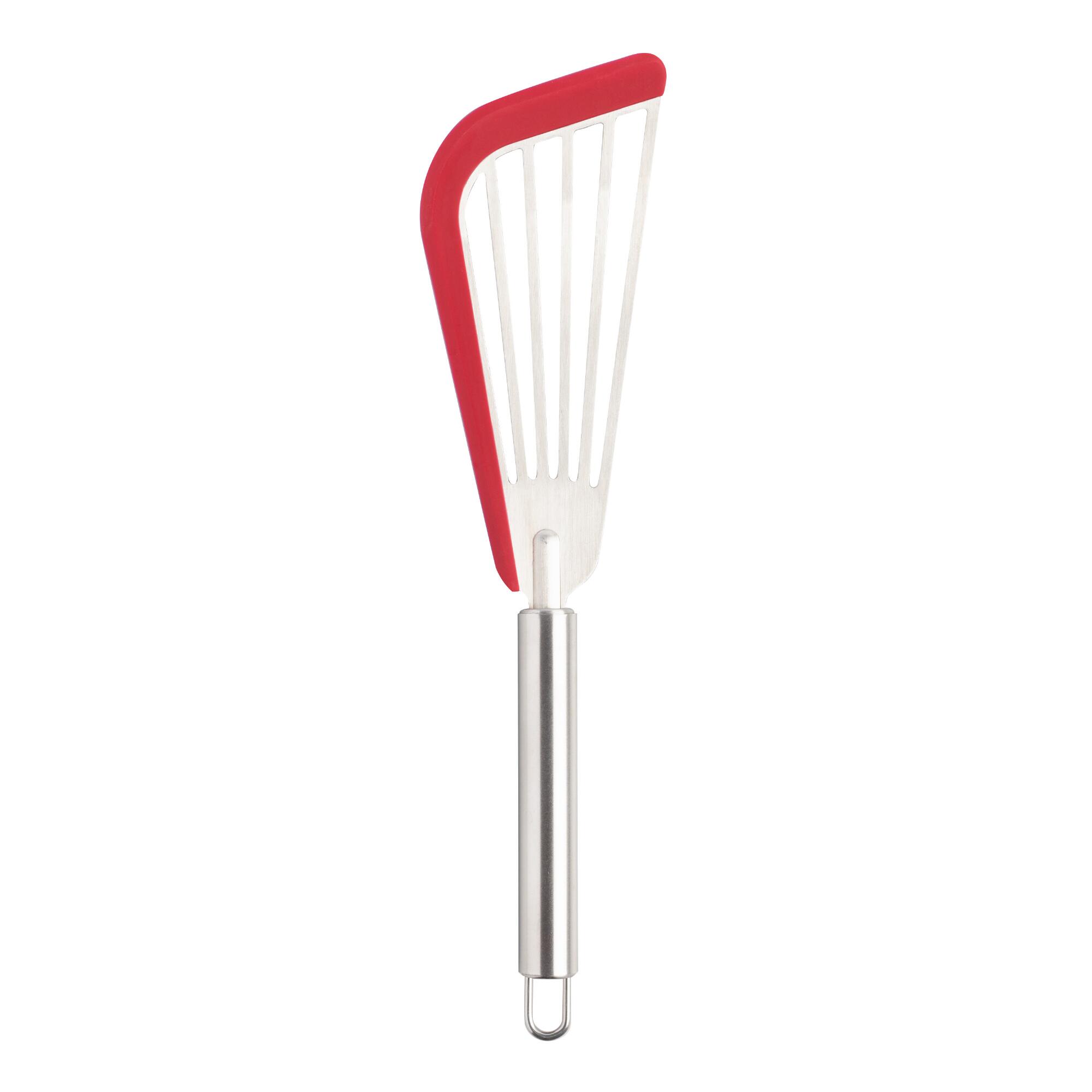 Red Silicone Edge Stainless Steel Slotted Fish Turner by World Market