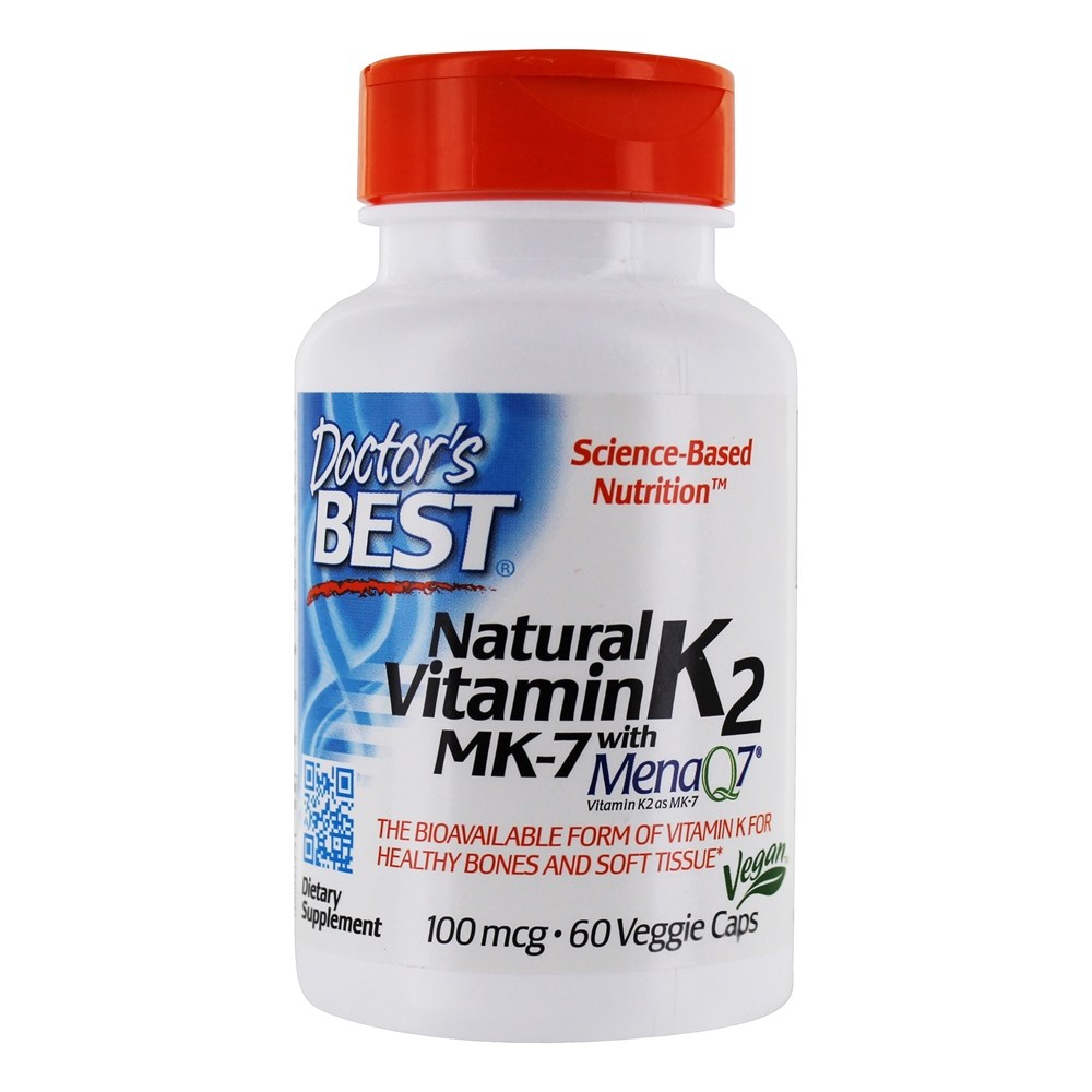 Doctor's Best - Natural Vitamin K2 MK7 Featuring MenaQ7 100 mcg. - 60 Vegan Caps