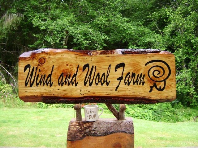 Family Farm Sign. Wind & Wool, Hand-Carved, Routed, Painted Script Lettering & Rams Head Silhouette-All-Weather Gloss Urethane Finish