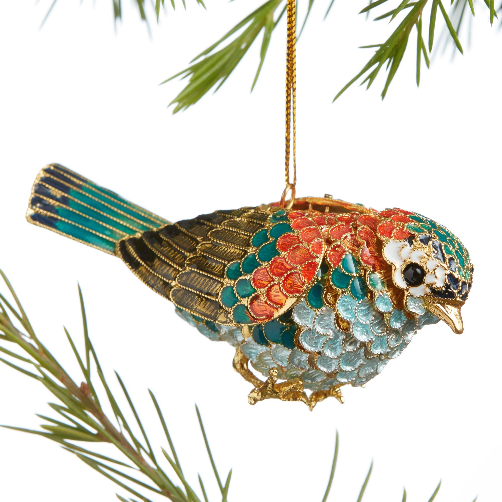 Pier Place Bird Cloisonne Ornament: Multi - Metal by World Market
