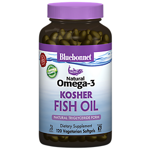 Natural Omega-3 Kosher Fish Oil - Natural Triglyceride Form (120 Vegetarian Softgels)