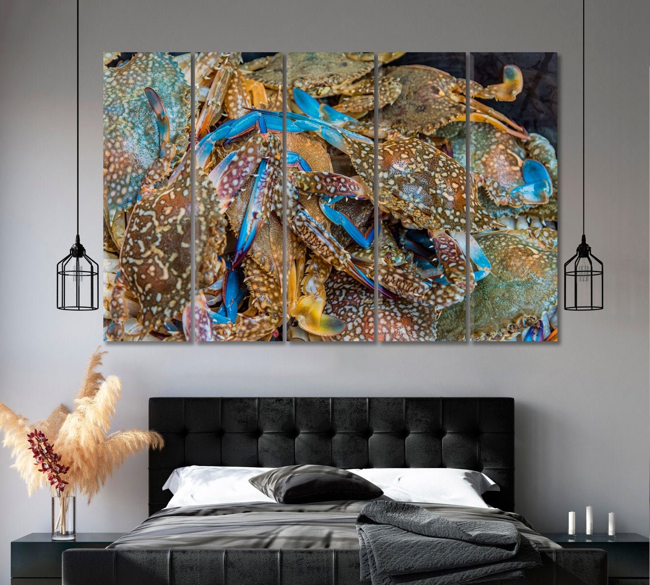Crab | Large Wall Decor, Crustacean Multi Panels, Canvas Print, Interior Seafood Restaurant Art, Sea Life Art